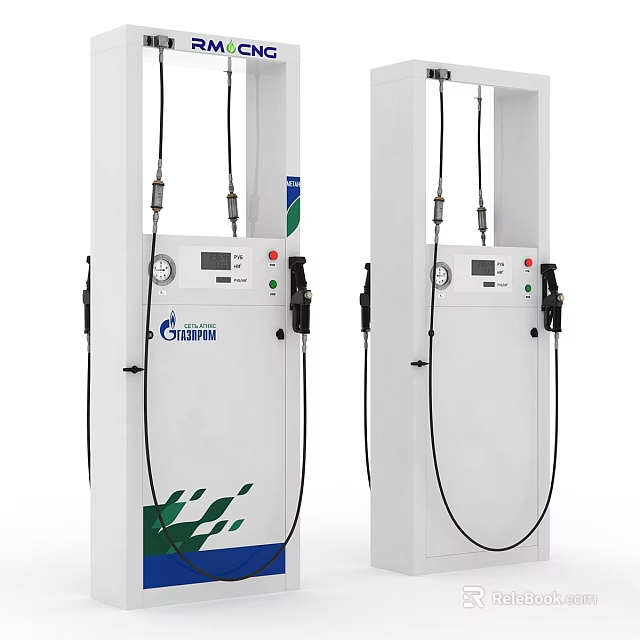 Cenex White Fuel Dispenser With Green Blue Pattern Fuel Nozzle And Digital 3d model 