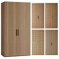 Modern Wooden Wardrobe Designs With Vertical Stripes Lattice Doors And Metal Handles