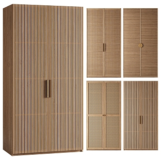 Modern rattan wardrobe solid wood wardrobe 3d model