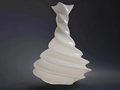 White Spiral Vase With Unique Twisted Design And Modern Sculptural Appearance 3d model