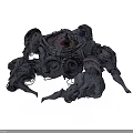 Dark Gray Organic Mechanical Structure With Circular Organs And Hair Like Appendages