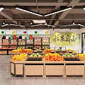 Modern Fruit Store Interior Design With Fresh Fruit Displays Wooden Shelves And Various Fruits