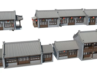 Traditional Chinese Ancient Architecture With Classical Roof Wooden Structures And Courtyard Views 3d model