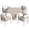Modern Outdoor Table Set With Light Colored Woven Chairs For Patio Use 3d model