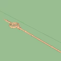 3D Rendered Ornate Metallic Spear With Sharp Spearhead Circular Ornament And Shiny Symbol