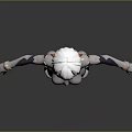 3D Model Of Futuristic Sci Fi Character With White Hair Gray Bodysuit Green Red Accents
