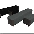 Modern Sofa Bench With Black Fabric Cushion Wooden Legs And Matching Footstool