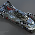 High Performance Race Car with Streamlined Body Rear Wing and Racing Tires