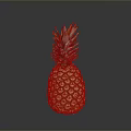 Fresh Pineapple With Green Leaves And Shiny Yellow Skin On Black Background