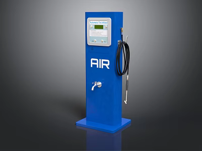 Public Blue Air Facility with Digital Display Screen Hose and Nozzle 3d model