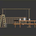 Wooden Outdoor Living Furniture Set With Swing Table Bench Ladder And Containers