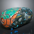 Vintage Colorful Cosmic Spacecraft With Control Panel Glowing Lights And Textured Surface 3d model