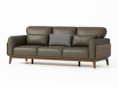 Nordic Living Room Three-Seat Sofa 3d model