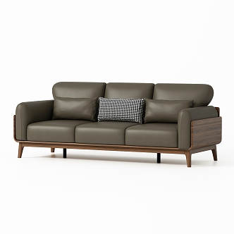 Nordic Living Room Three-Seat Sofa 3d model