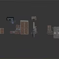 Detailed Industrial Scene Components With Metal Frames Brackets And Mechanical Panels