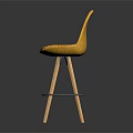 Yellow Upholstered Bar Stool with Wooden Legs Metal Cross Bars and Modern Design