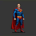 Superman Statue With Blue Costume Red Cape Yellow Belt And Lightning Base