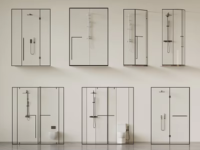 Modern Glass Shower Enclosure Designs With Stylish Shower Heads And Fixtures 3d model