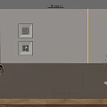 Modern Background Wall With Decorative Paintings Pendant Lights Side Table And Herringbone Floor