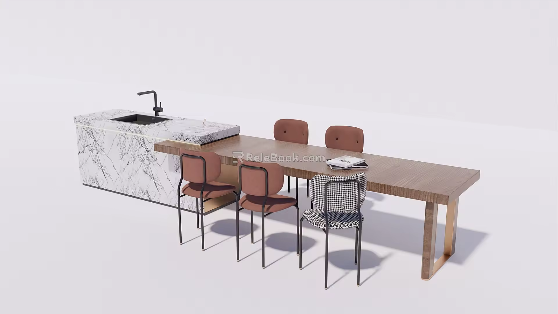 Modern bar chair combination bar table and chair combination 3d model