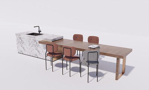 Modern bar chair combination bar table and chair combination 3d model