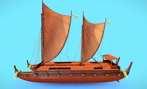 Modern boat wooden boat 3d model