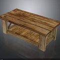 Rustic Solid Wood Functional Coffee Table With Lower Storage Shelf For Cozy Home Living Space