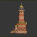 Colorful Lighthouse Shaped Decorative Furniture With Wooden Stairs And Platform