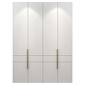 Modern White Wardrobe Design With Long Wooden Handles And Panel Doors