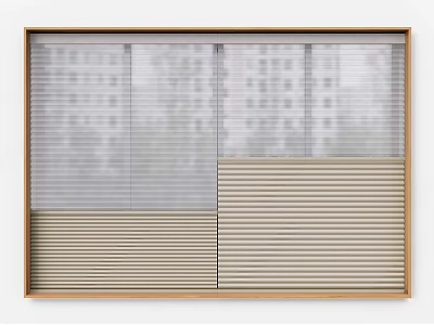 Modern Window Blinds With Wooden Frame And Striped Slat Panel Design 3d model