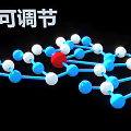 Organ and Hair Molecular Structure Model with Colored Atoms and Connecting Bonds