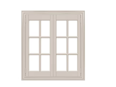 Light Colored Double Hinged Door With Glass Panes And Modern Design 3d model