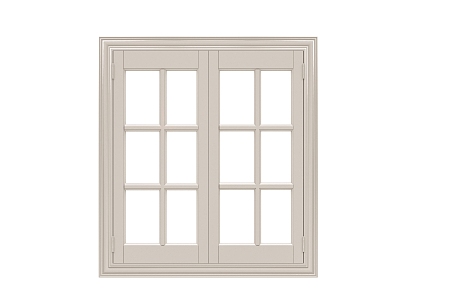 Solid wood glass lattice window 3d model