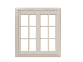 Solid wood glass lattice window 3d model