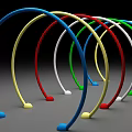 Colorful Curved Arches Sculpture With Multiple Vibrant Rings Design