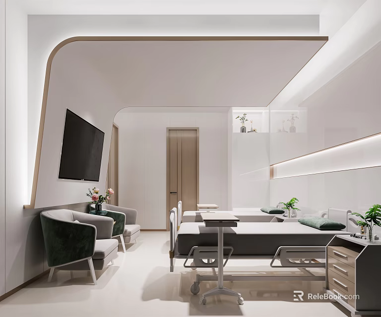 Modern Hospital Outpatient Clinic Interior With Waiting Area And Medical Furniture 3d model 