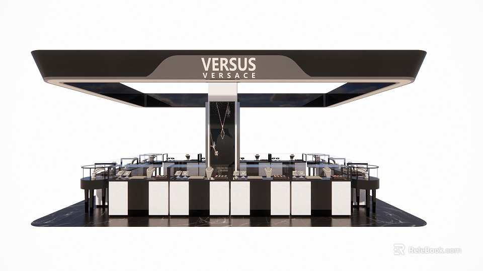 Versus Versace Jewelry Store With Modern Display Counters And Luxury Jewelry Displays 3d model 