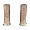Two Stone Columns With Natural Textured Surface And Classic Base Design 3d model
