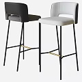 Bar Stools With Gray And Beige Upholstered Black Metal Legs And Gold Accents Modern Style