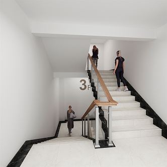 modern stair handrail stair 3d model