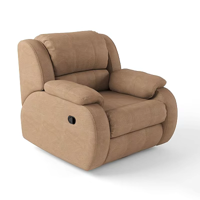 Comfortable Beige Recliner Chair with Soft Upholstered Fabric Plush Armrests and Adjustable Button 3d model