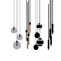 Modern Contemporary Pendant Lights With Spherical Transparent Glass And Metal Rod Designs