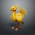Mythical Flying Bird With Golden Yellow Fluffy Feathers And Sharp Claws 3D Rendered Standing Pose