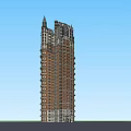 Tall Building Architectural Model Featuring Spires Intricate Exterior And Multiple Floors