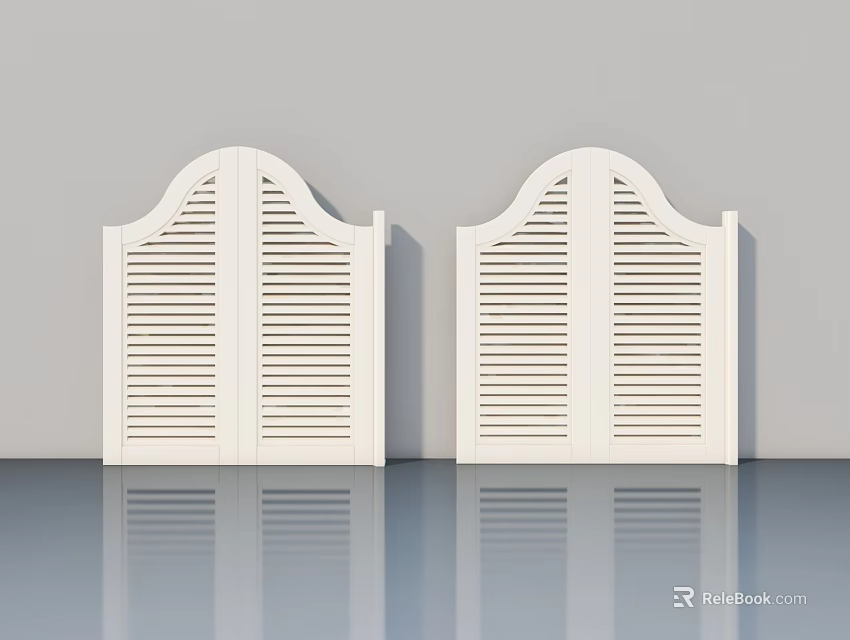 White Louvered Swing Doors With Classic Design For Modern Interior Spaces 3d model