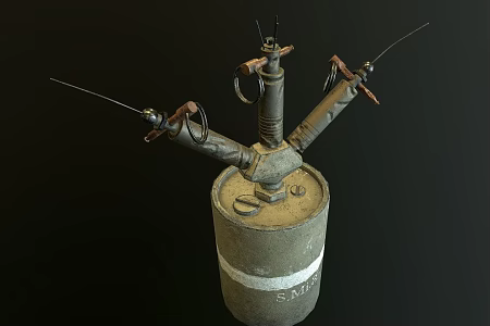 German Grenade Weapons German World War II Grenade Mine Grenade Equipment 3d model