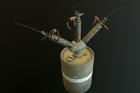 German Grenade Weapons German World War II Grenade Mine Grenade Equipment 3d model