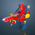 Red Yellow Robot Character With Mechanical Creature Features And Armor Details