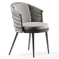 Modern Woven Dining Chair With Grey Cushion And Comfortable Armrest