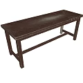 Rustic Wooden Bench Featuring Rectangular Top And Sturdy Support Legs